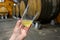 Tasting of traditional natural Asturian cider made fromÂ fermented apples in barrels for several months should be poured from